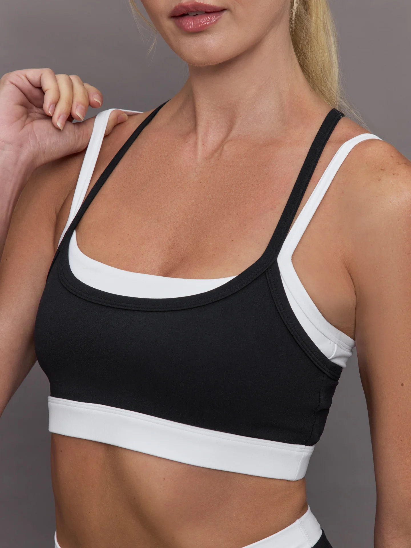 Double Layered Contrast Bra in Melt - Black/White - Image 3