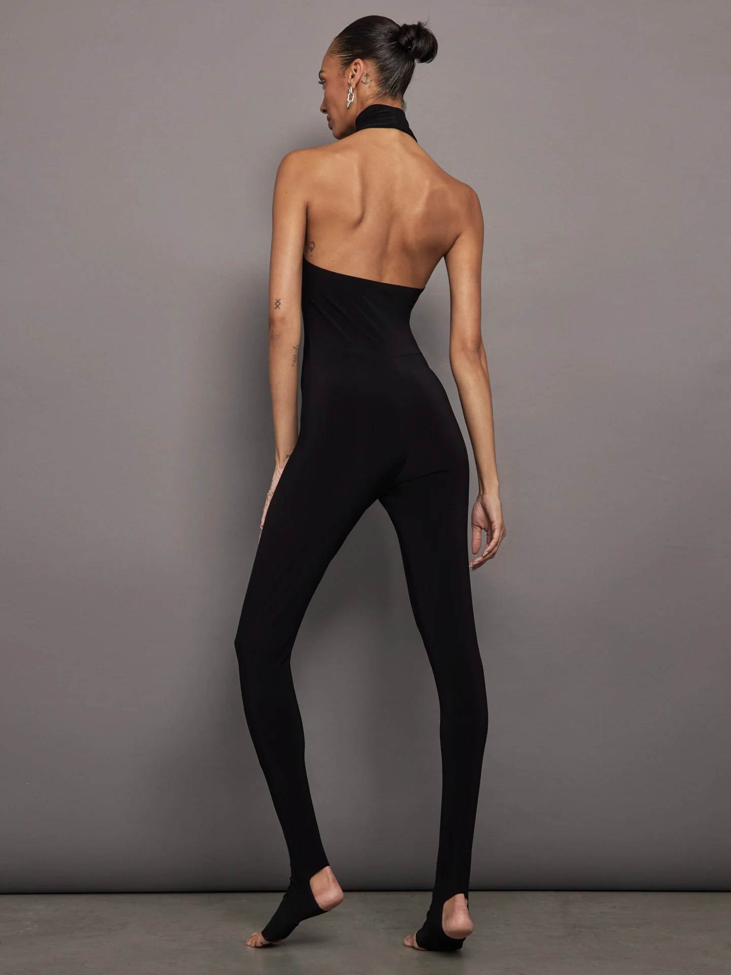 HALTER TURTLE CATSUIT WITH FOOTIE - BLACK - Image 3