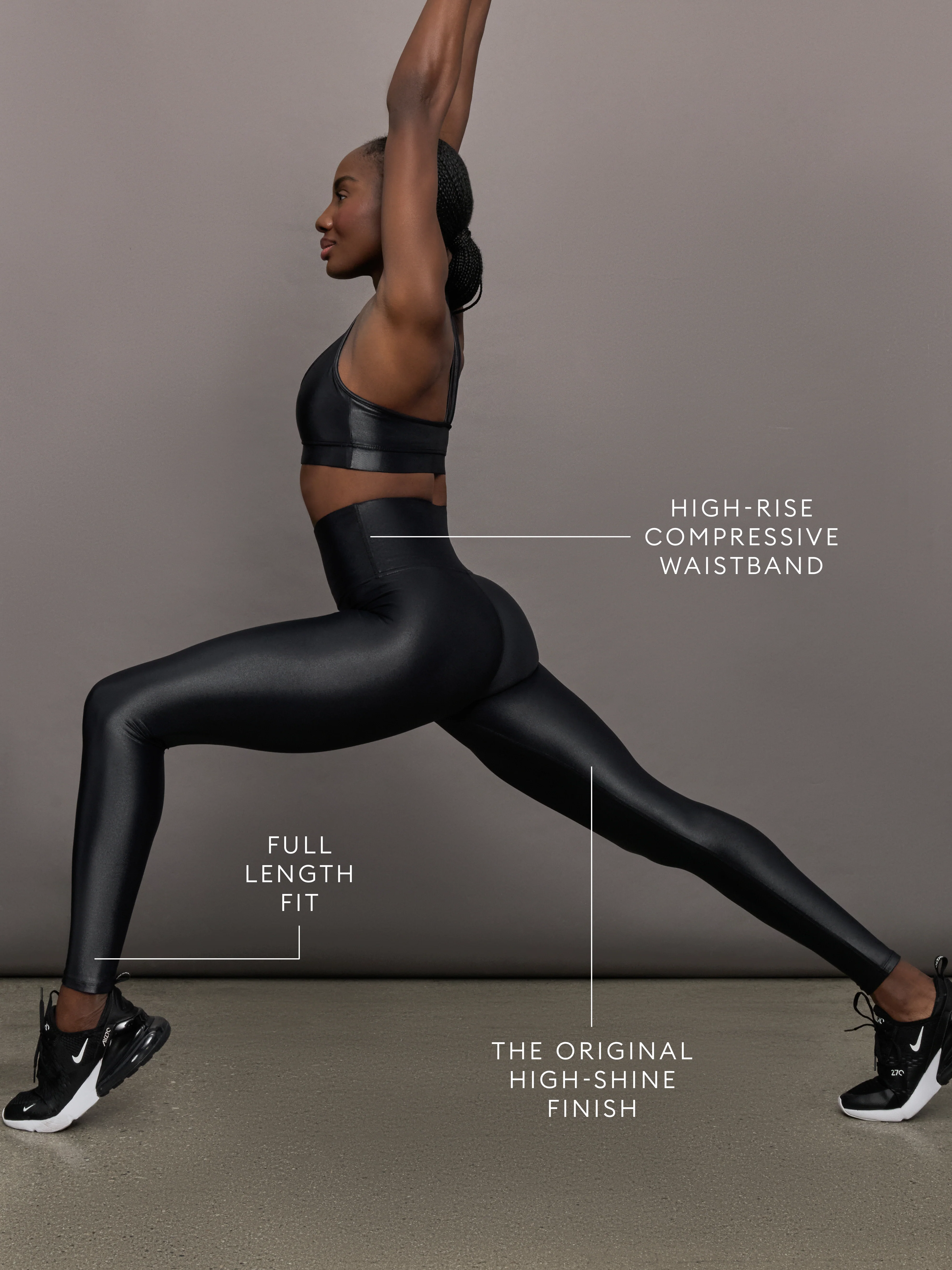 High Rise Full-Length Legging in Takara Shine - Black - Image 4