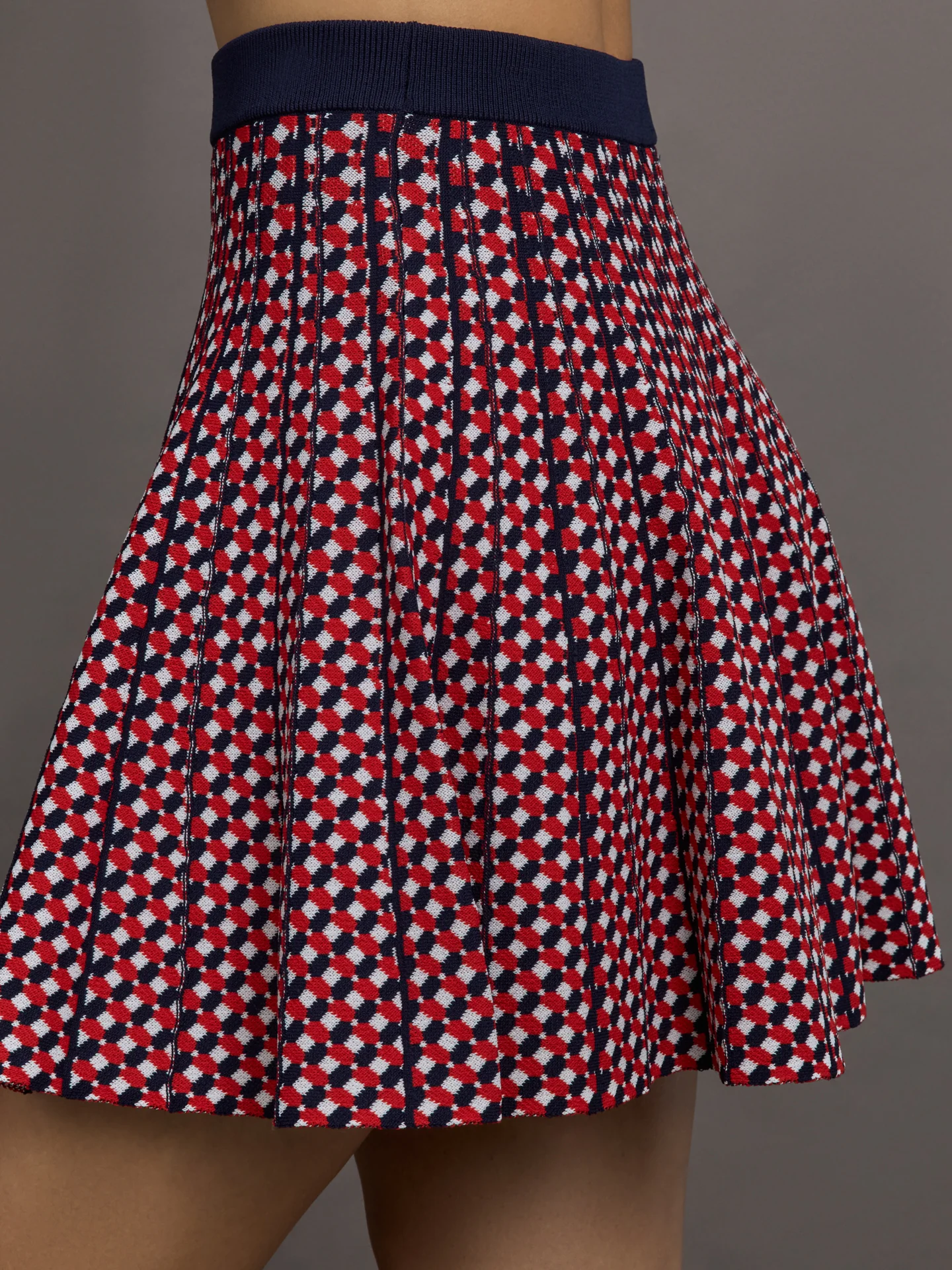 Pamela Jacquard Pleated Tennis Skirt - Dark Blue Multi - Image 5