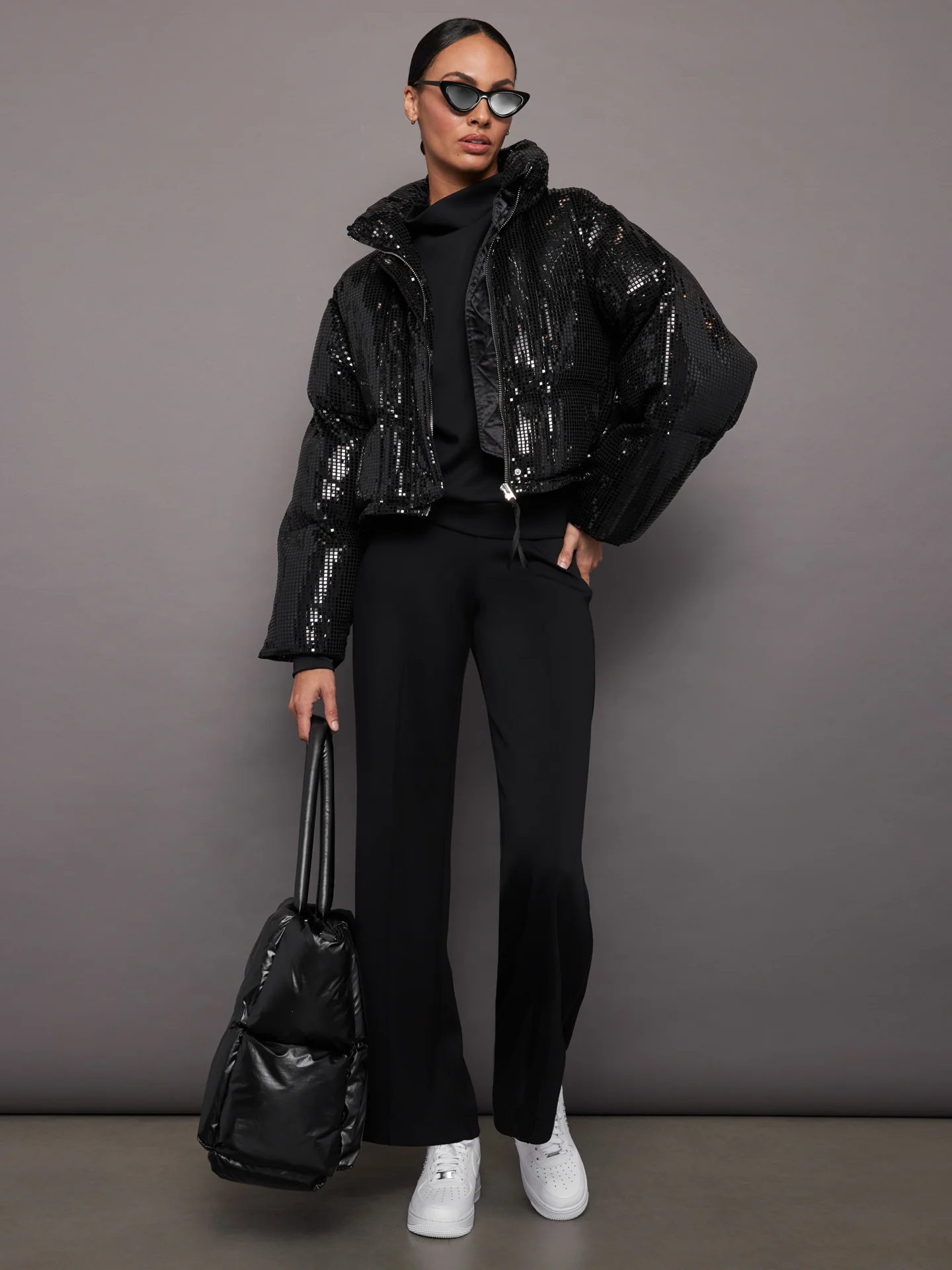 Pintuck Knit Pant in Interlock - Black - Image 6