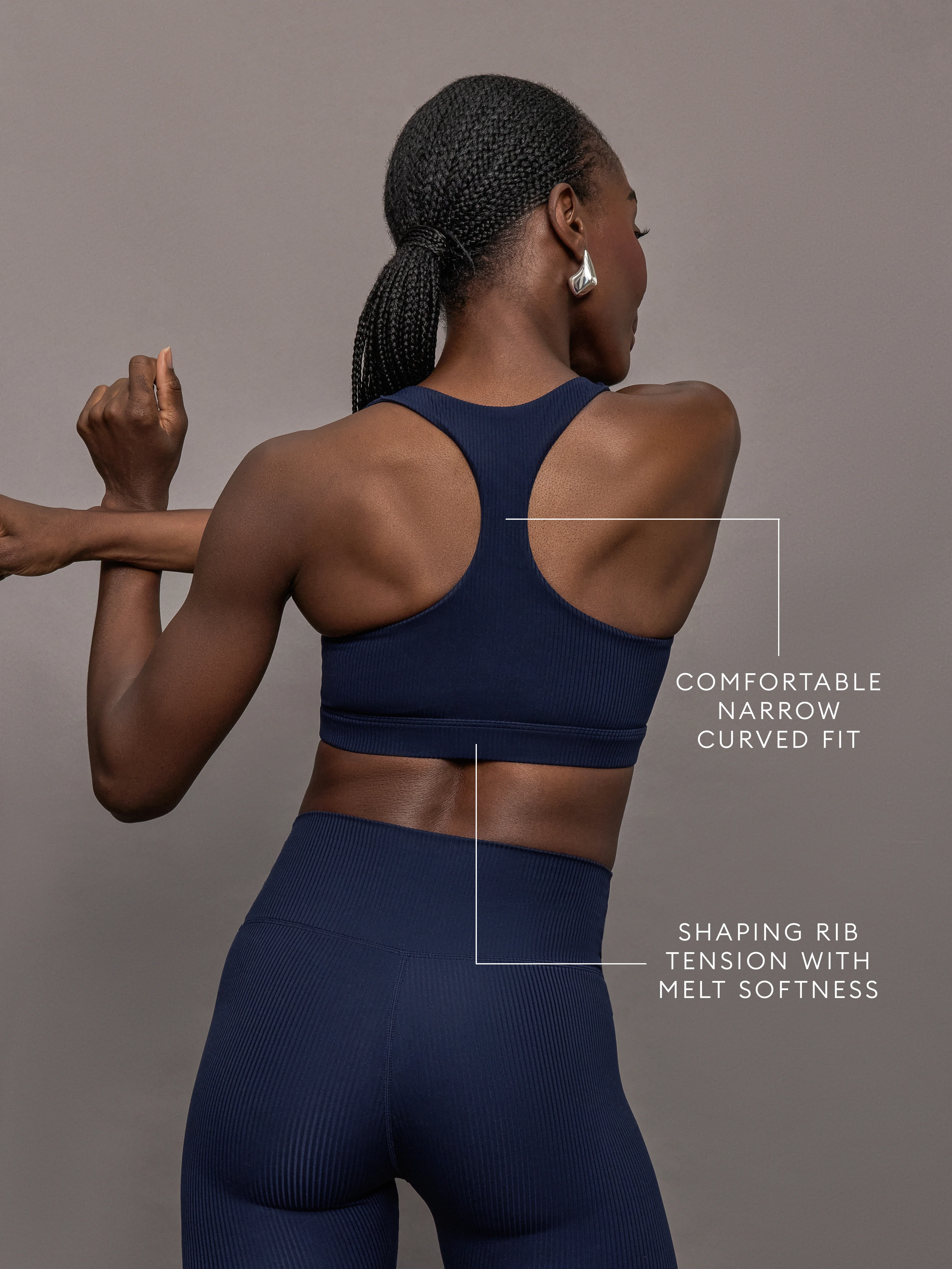 Racerback Bra in Ribbed Melt - True Navy - Image 3