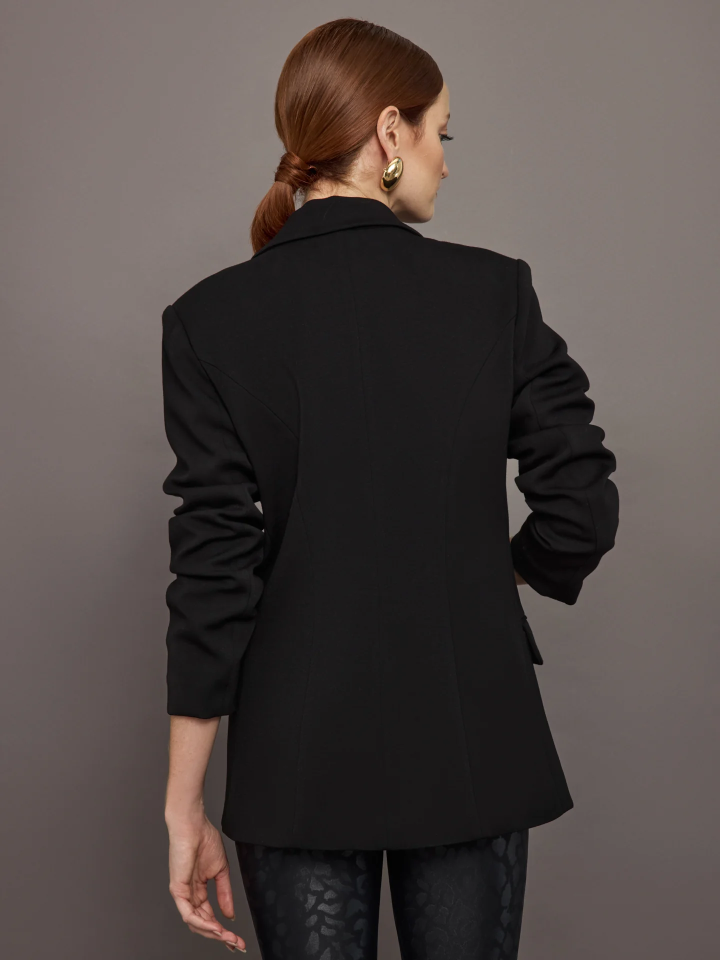 Single Breasted Blazer in Scuba - Black - Image 5