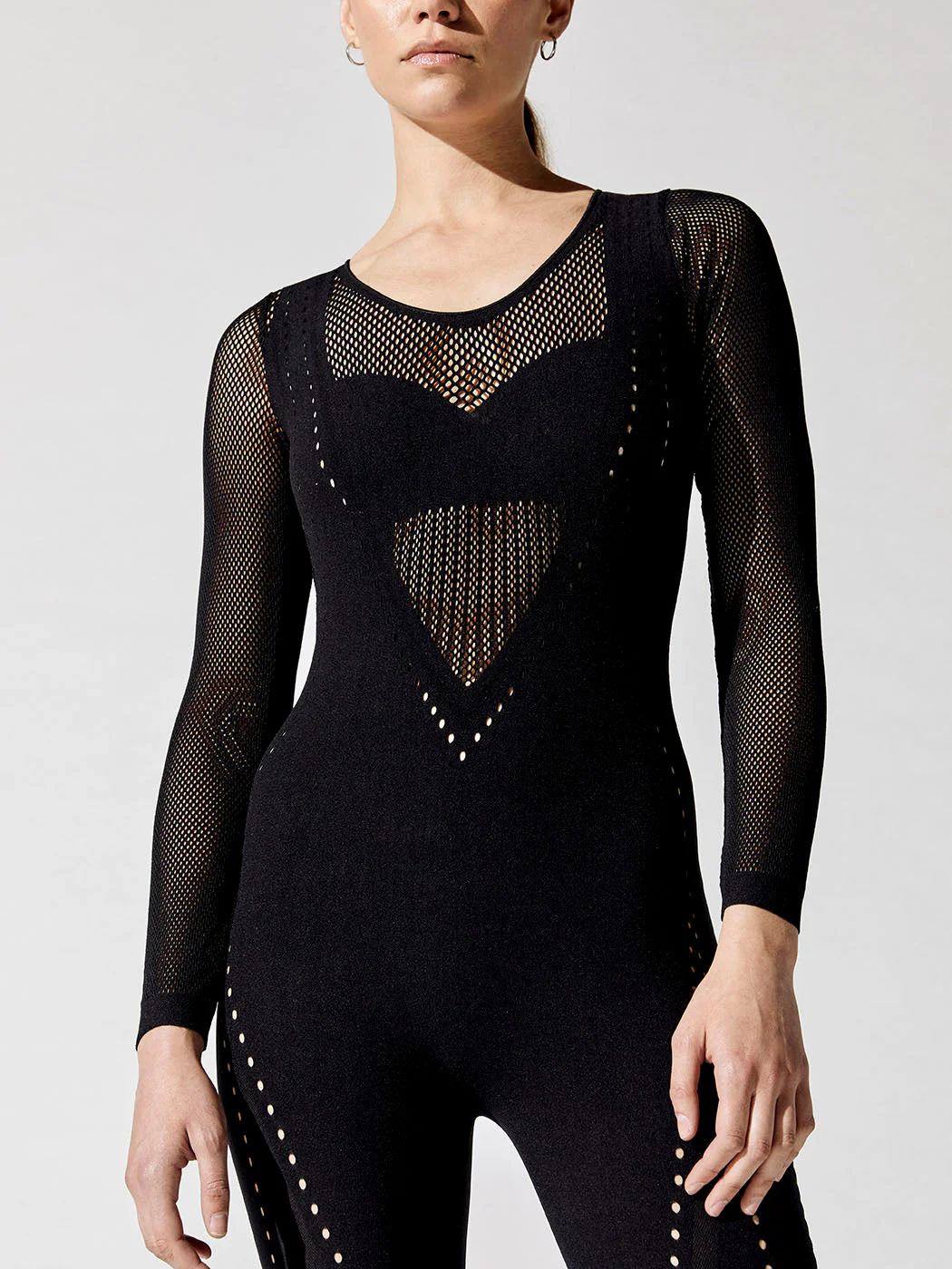 Sporty Lacing Net Jumpsuit - Black - Image 3
