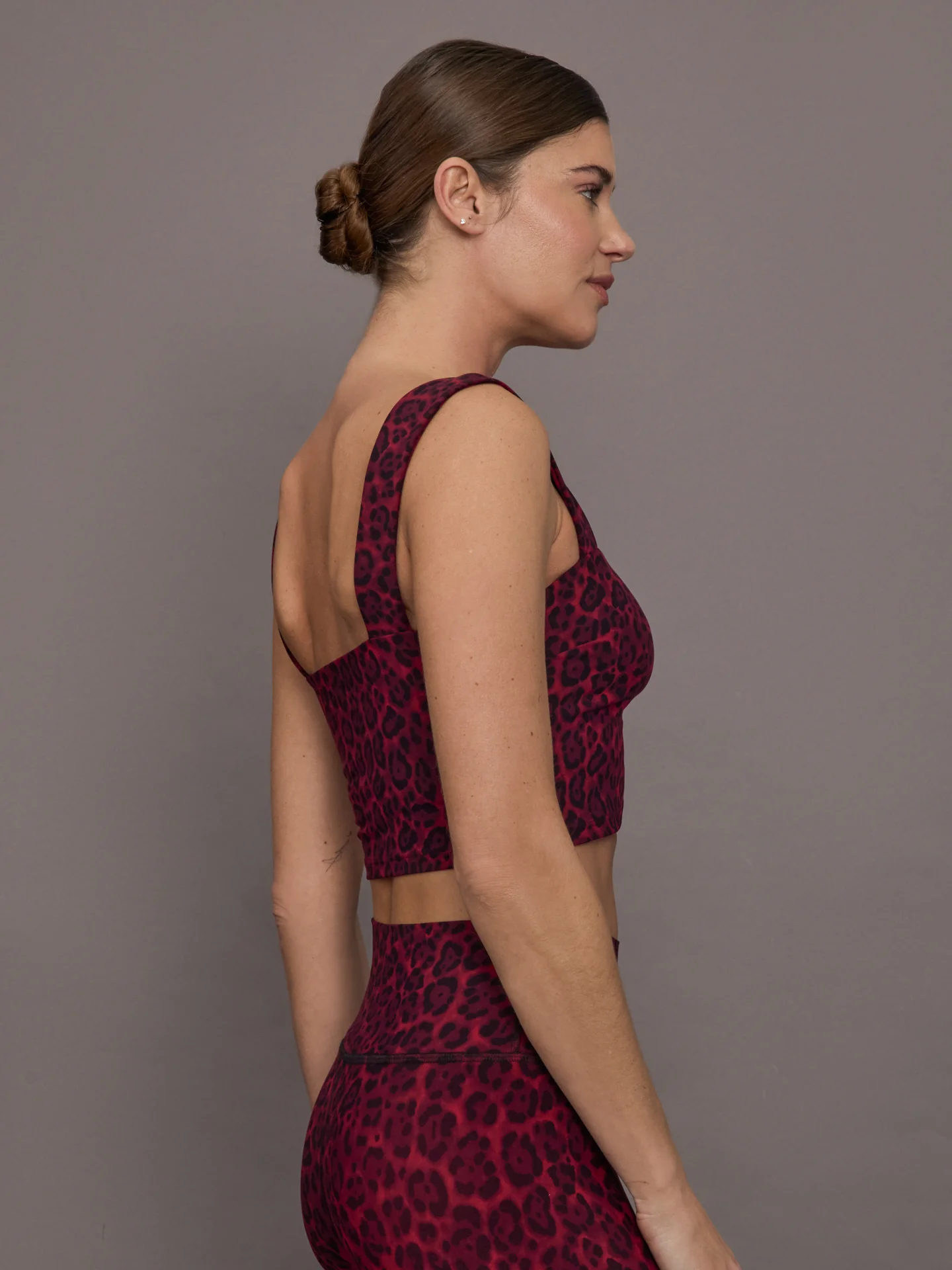 Square Neck Bra Top in Melt - Red Leopard - Image 3