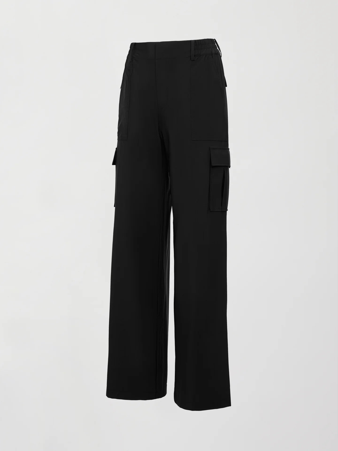 Stretch Woven Wide Leg Cargo Pant - Black - Image 7
