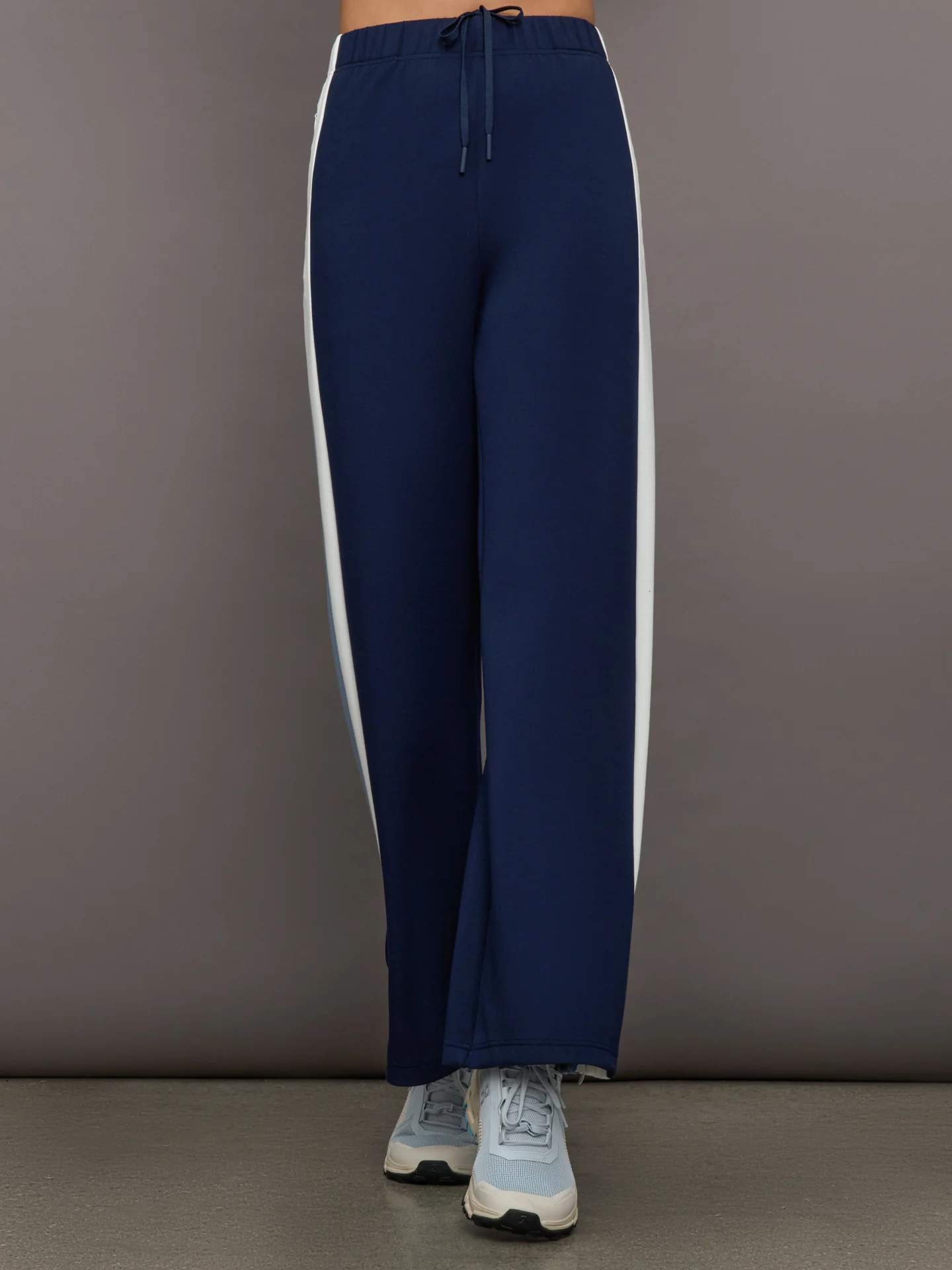 Wide Leg Track Pant in Scuba - Navy - Image 4