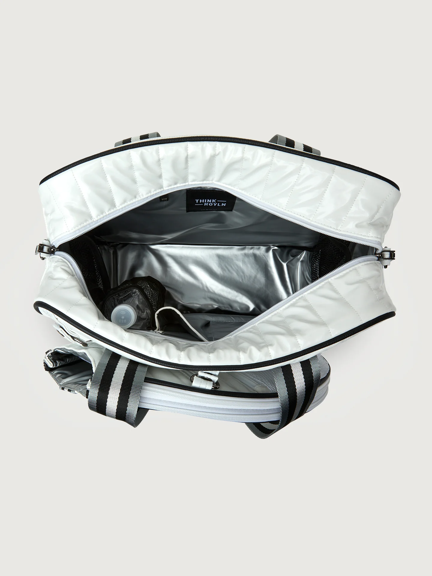 You are the Champion Tennis Bag - White Patent/ Black/ White Web - Image 10