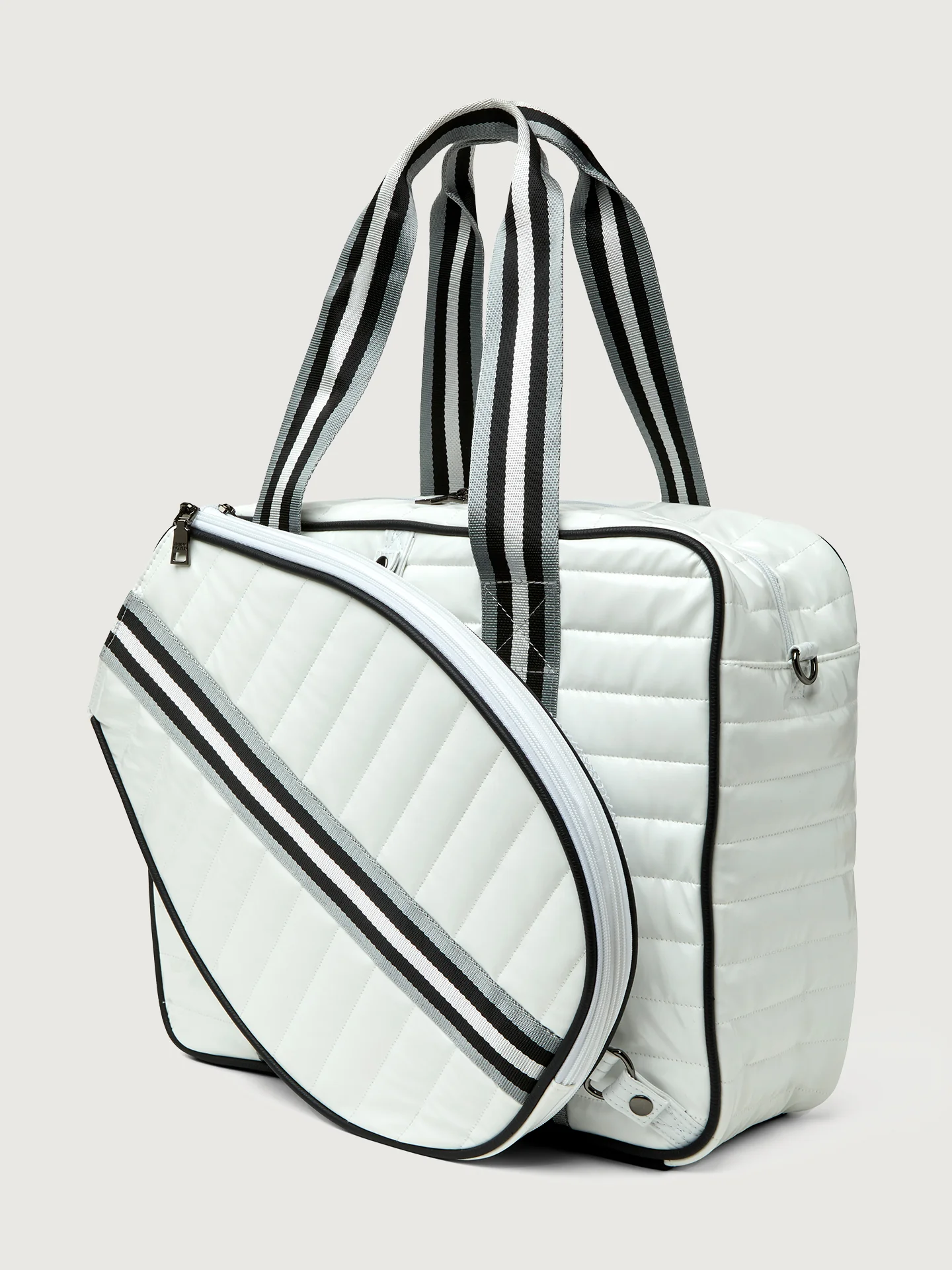 You are the Champion Tennis Bag - White Patent/ Black/ White Web - Image 4