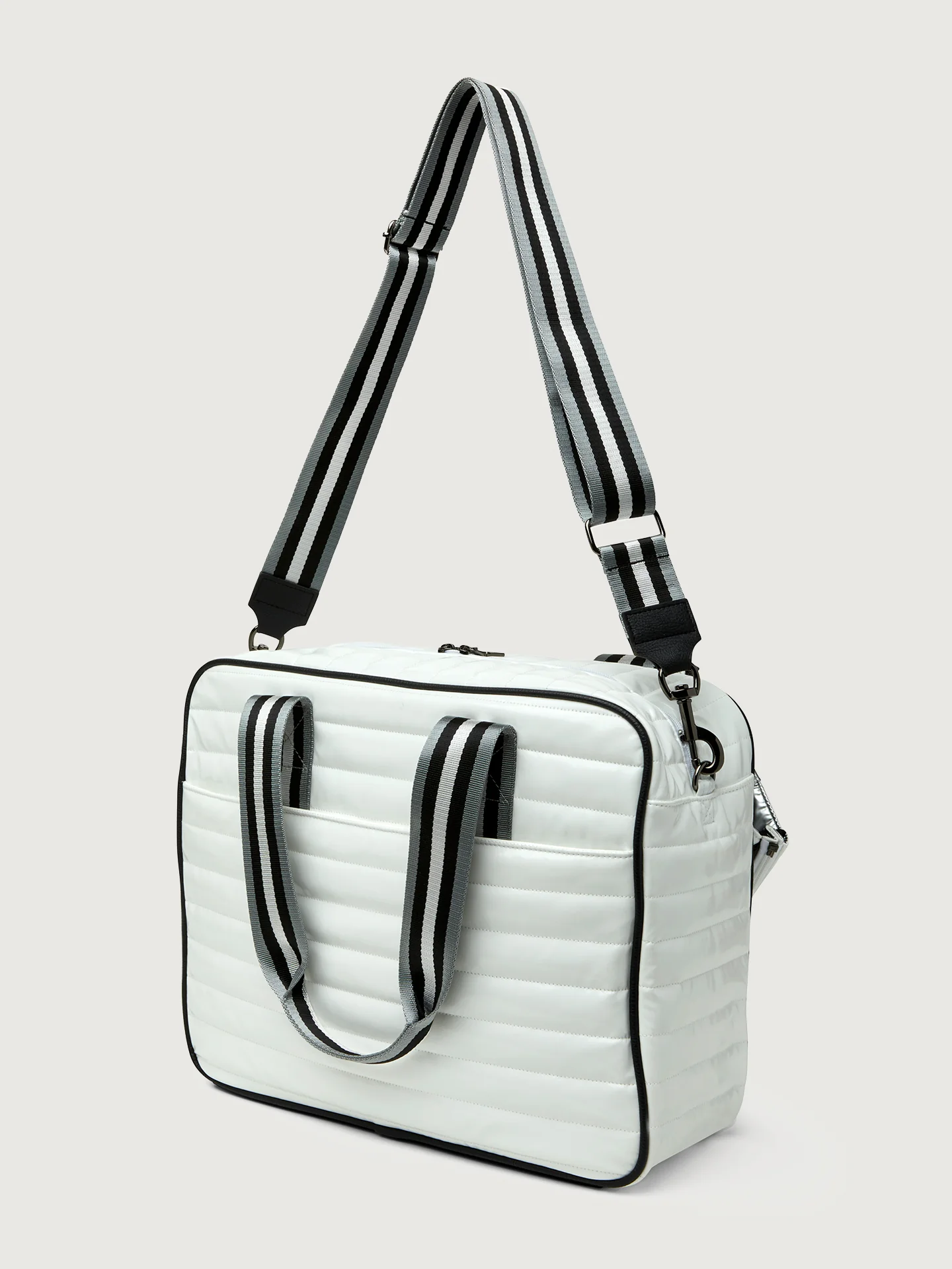 You are the Champion Tennis Bag - White Patent/ Black/ White Web - Image 5