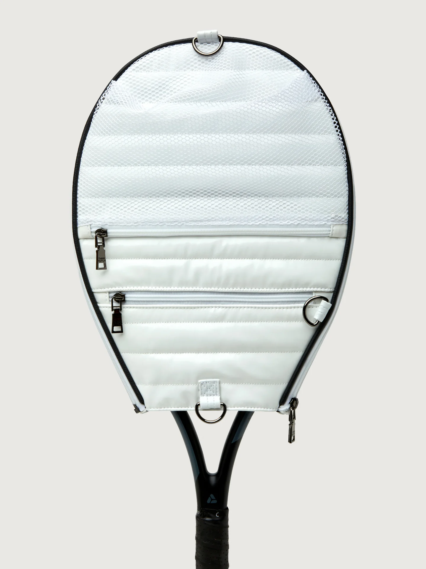You are the Champion Tennis Bag - White Patent/ Black/ White Web - Image 8