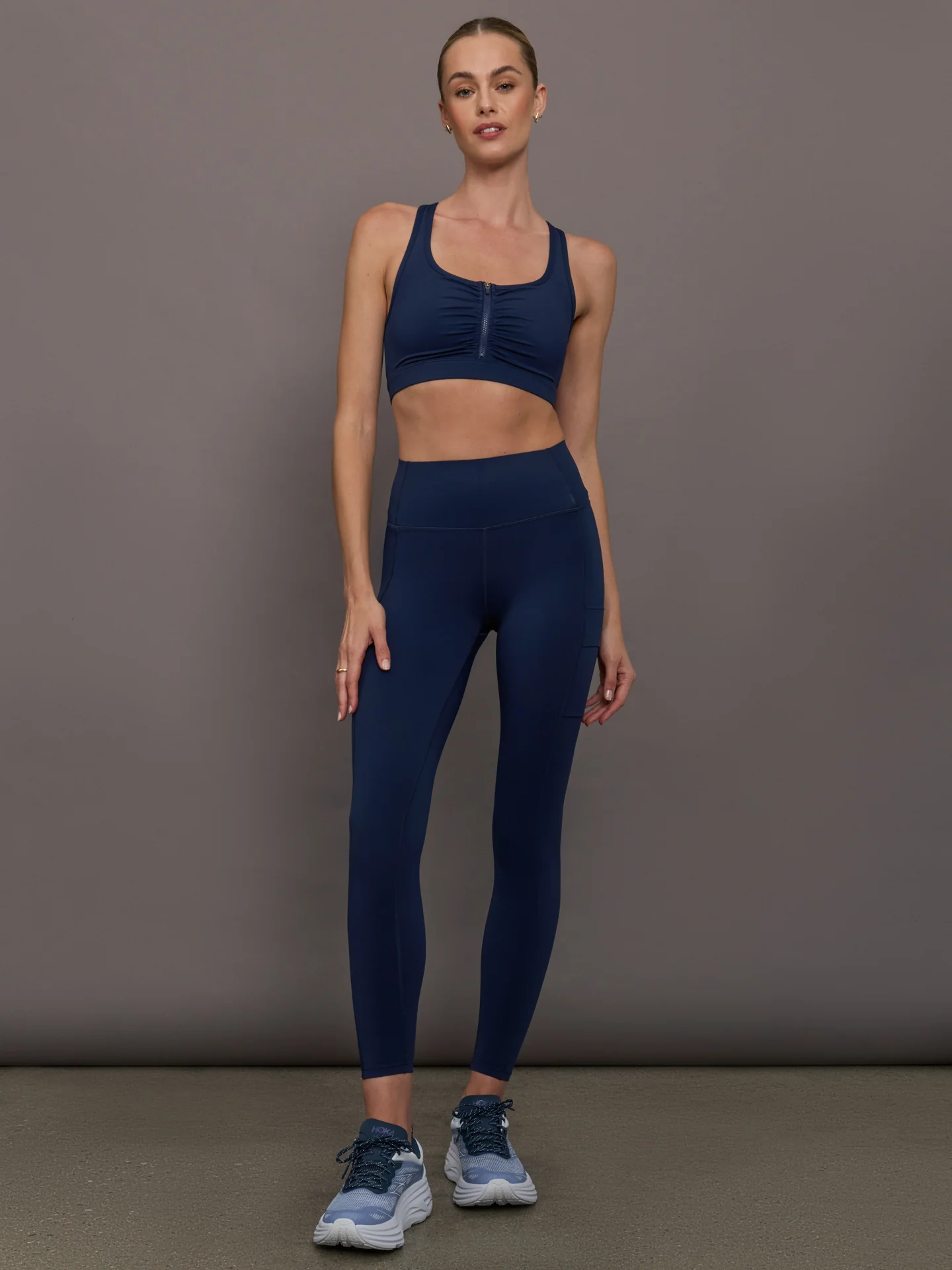 Zipper Bra in Diamond Compression - Navy - Image 3